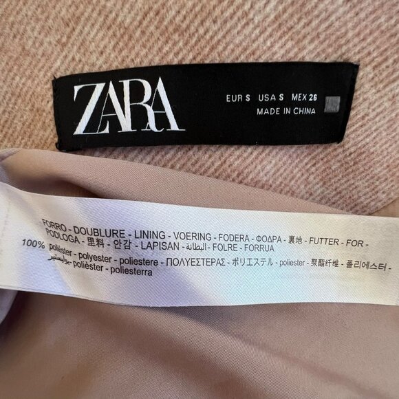 ZARA BLUSH PINK DOUBLE BREASTED JACKET COAT SIZE SMALL - Picture 12 of 13